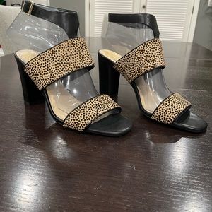 NEW! Vince Camuto Leopard/Leather/Calf Hair Warma Slingback Sandal, Size 10